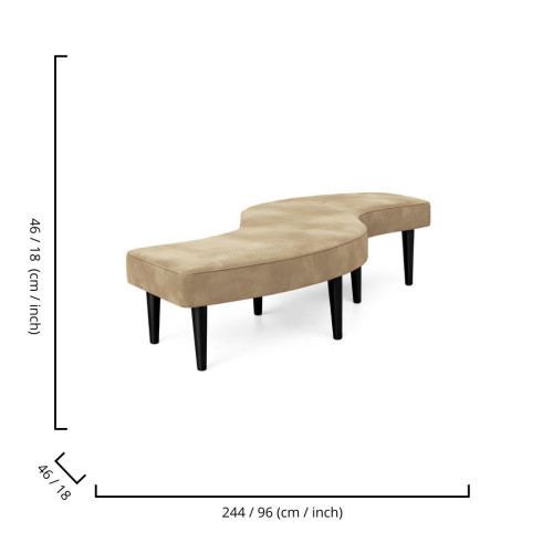 Serpentine Bench Velvet Champagne