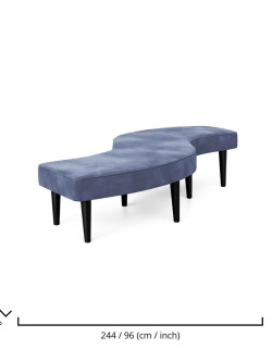 Serpentine Bench Velvet Dusty Blue