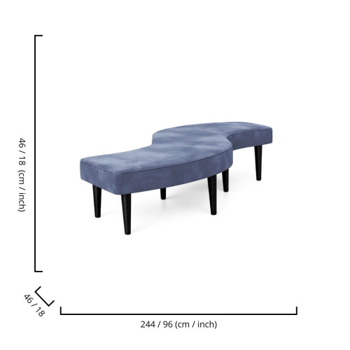 Serpentine Bench Velvet Dusty Blue