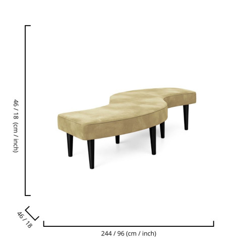 Serpentine Bench Velvet Ivory