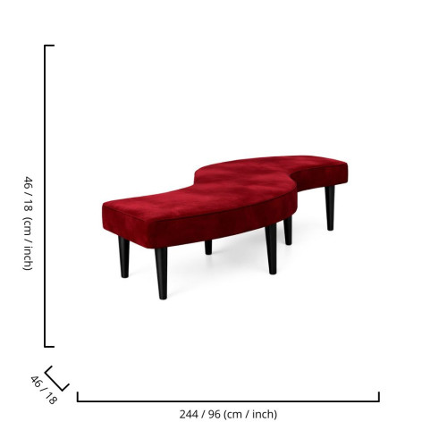 Serpentine Bench Velvet Red