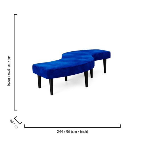 Serpentine Bench Velvet Royal Blue