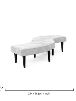 Serpentine Bench Velvet White