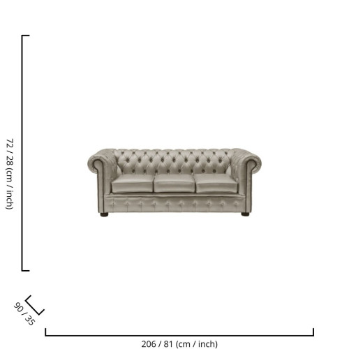 CHESTERFIELD 7′ SOFA SILVER