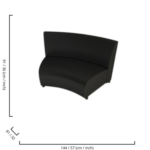 ENDLESS CURVE 144CM SOFA BLACK