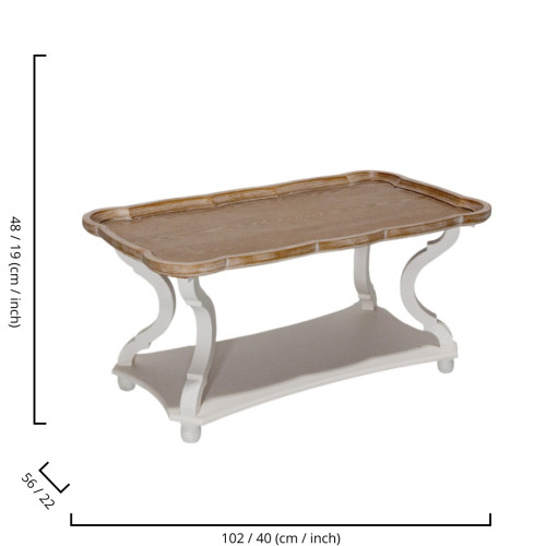 French Country Coffee Table White - Natural (Rectangular)