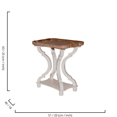 French Country Side Table White - Natural (Rectangular)