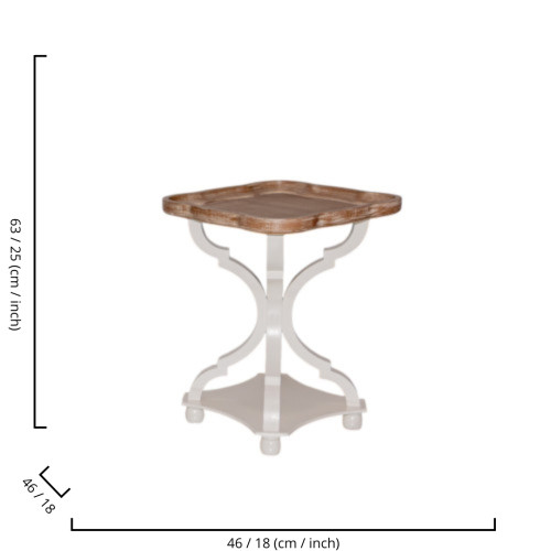 French Country Side Table White - Natural (Square)