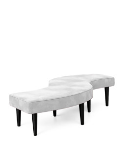 Serpentine Bench Velvet White