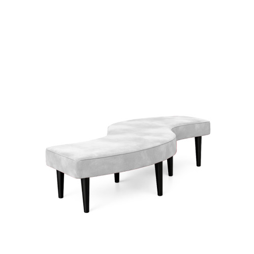 Serpentine Bench Velvet White