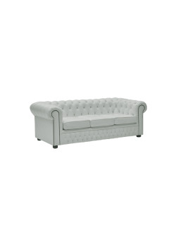 CHESTERFIELD 7′ SOFA WHITE LEATHER