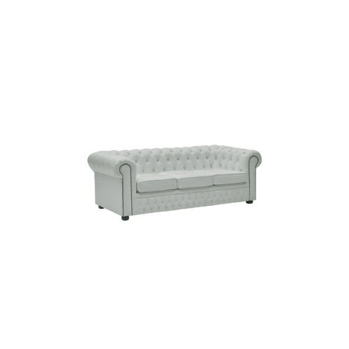 CHESTERFIELD 7′ SOFA WHITE LEATHER