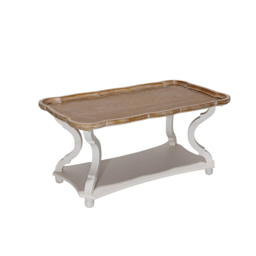 French Country Coffee Table White - Natural (Rectangular)