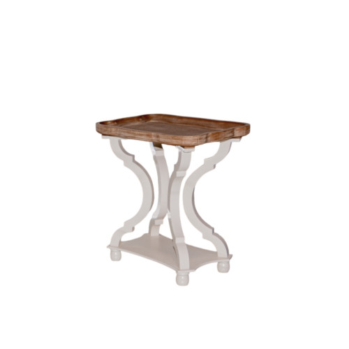 French Country Side Table White - Natural (Rectangular)