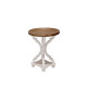 French Country Side Table White - Natural (Round)