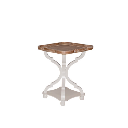 French Country Side Table White - Natural (Square)